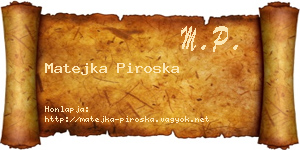 Matejka Piroska névjegykártya
